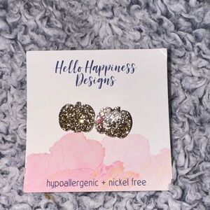 Silver Glitter Pumpkin Earrings